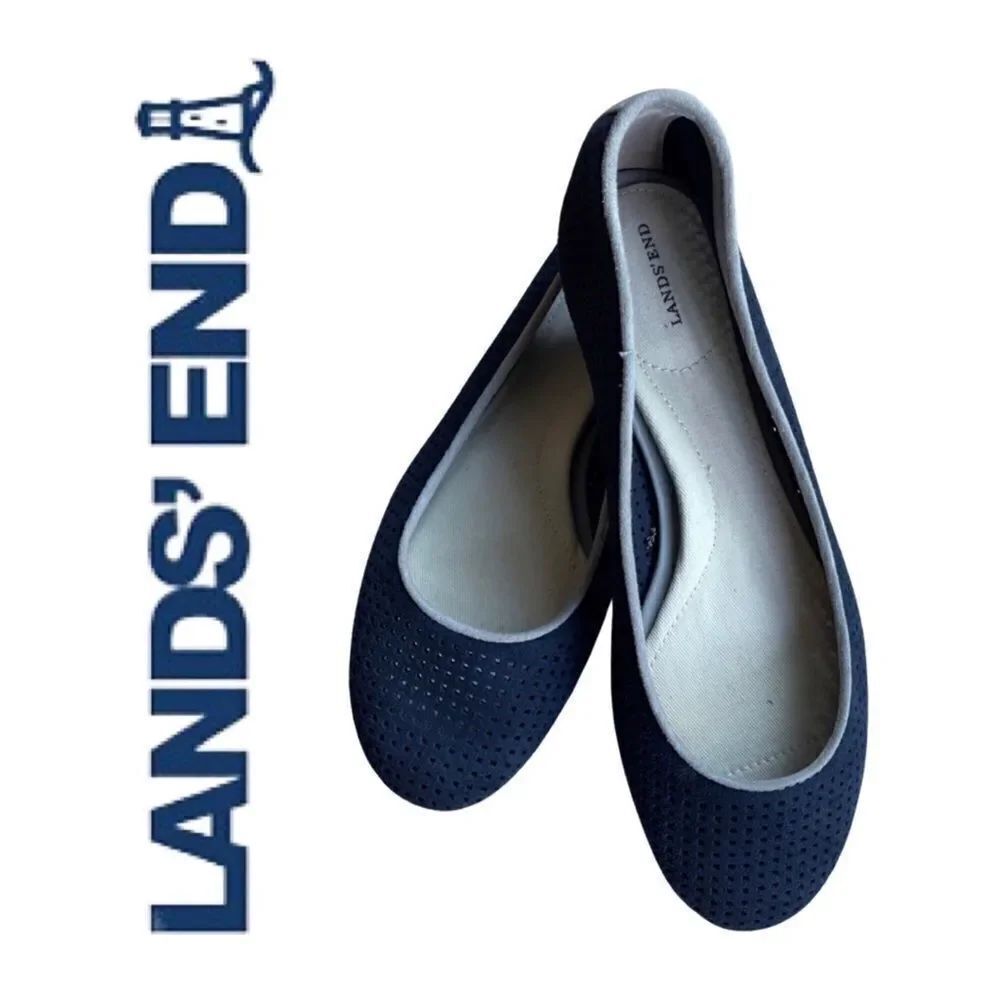 Land’s End Womens Size 6 Ballet Flat Mesh • Deep Sea Navy • NWT